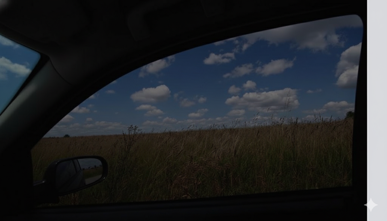 Comparación antes y después de Smart Tint en auto